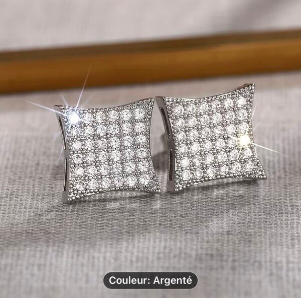 Boucles d'oreilles carrées argentées