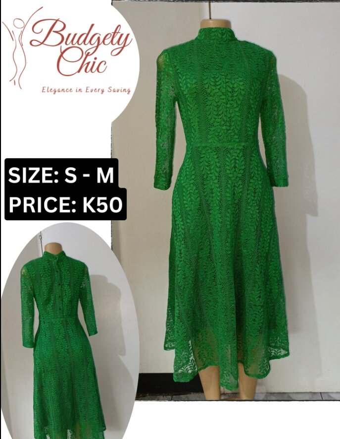 Chic women's dress color green size: s - m