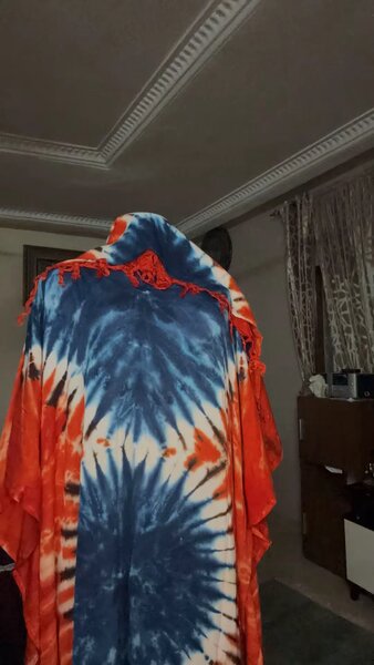 Kimono tie-dye bleu et orange