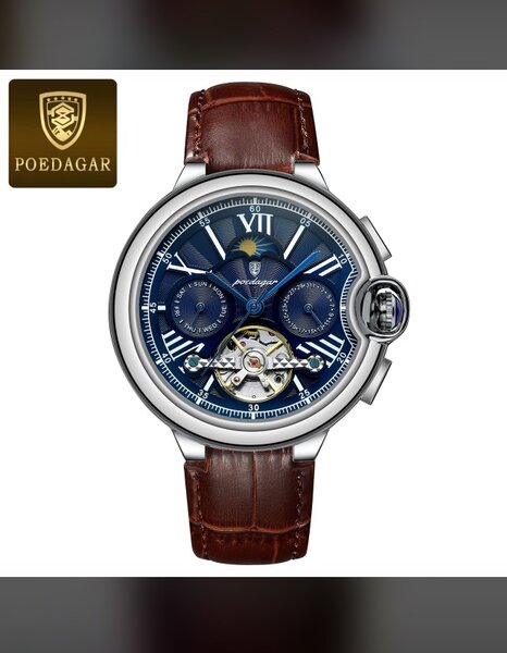 Montre importer authentique POEDAGAR en cuir et en acier