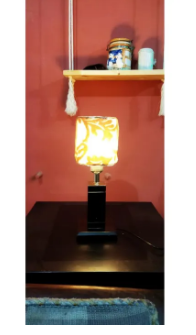 Wooden Side Table Lamp For Room - Small Side table Lamp With Cylindrical Shade - Classic Lamp for Bedroom