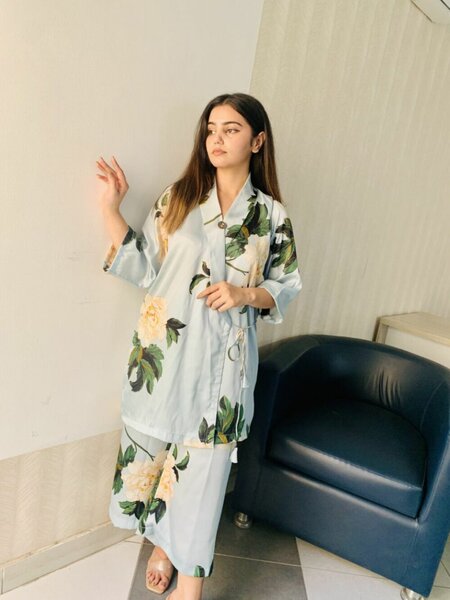 2 Piece Pastel Blue Floral Dress