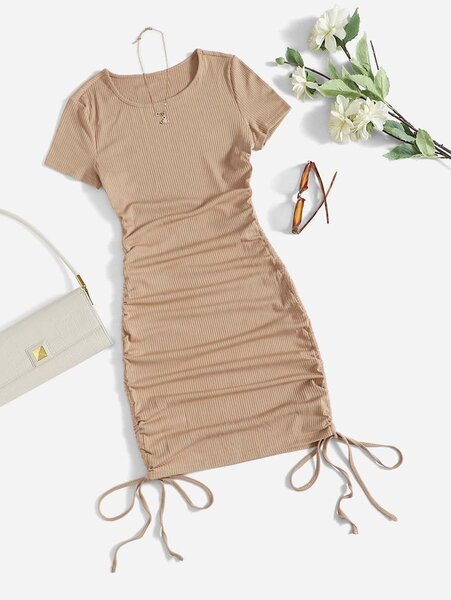 Robe moulante côtelée femme