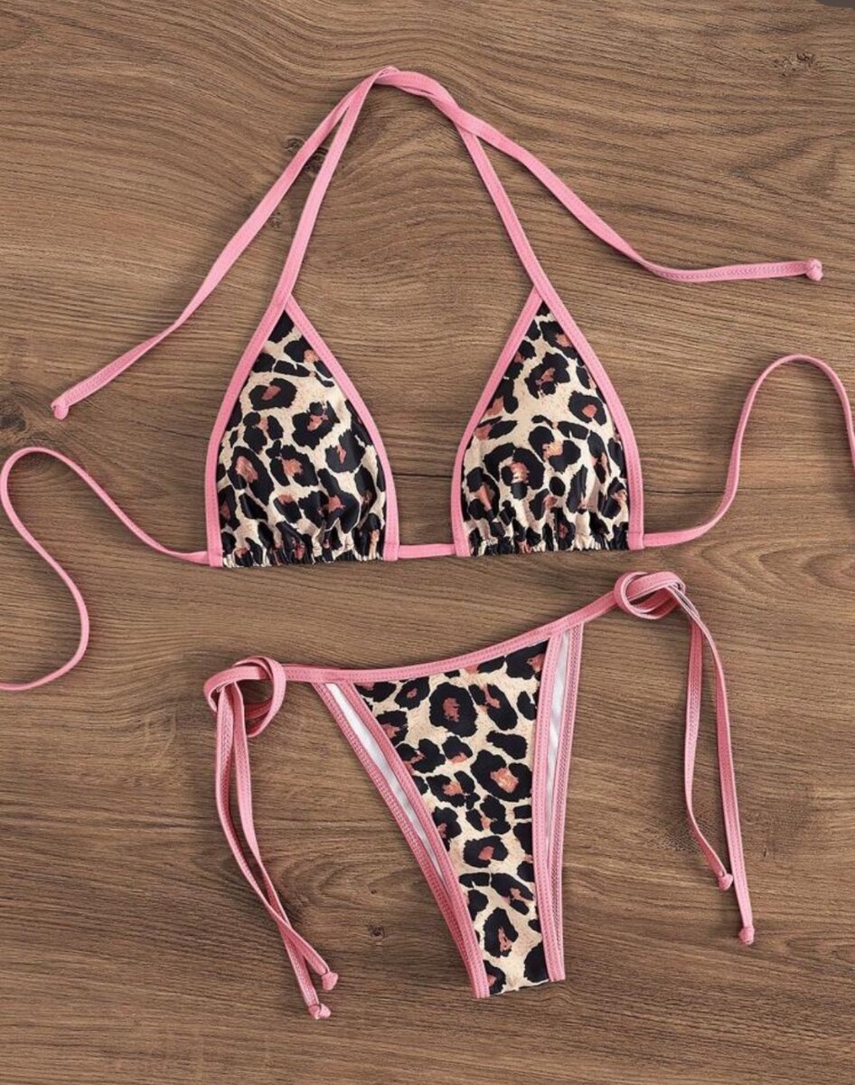 Bikini léopard rose
