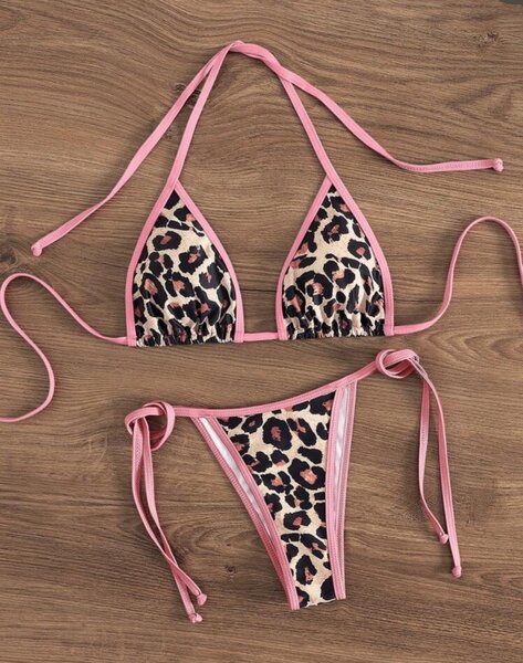 Bikini léopard rose