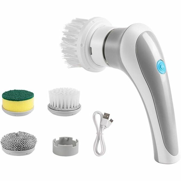 Brosses de Nettoyage Rechargeables Polyvalent pour Cuisine, Salle de Bain, Salon & Plus Blanc