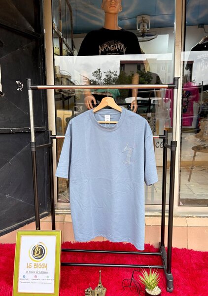 T-shirt unisexe bleu casual