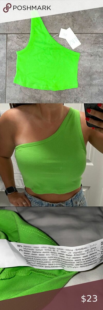 Top asymétrique vert fluo