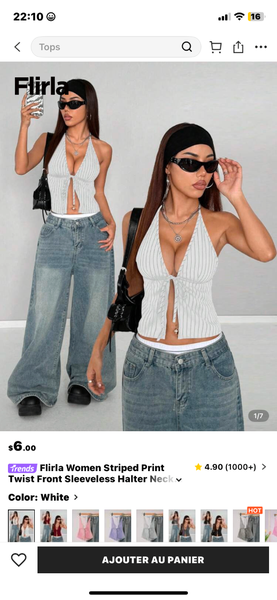 Haut dos nu rayé sans manches