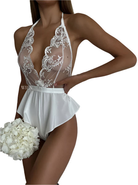 Body en Dentelle Blanc Sexy