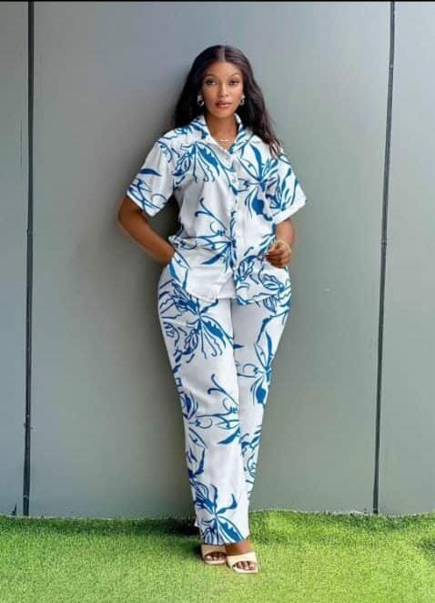 Ensemble Chemise Pantalon Imprimé Femme