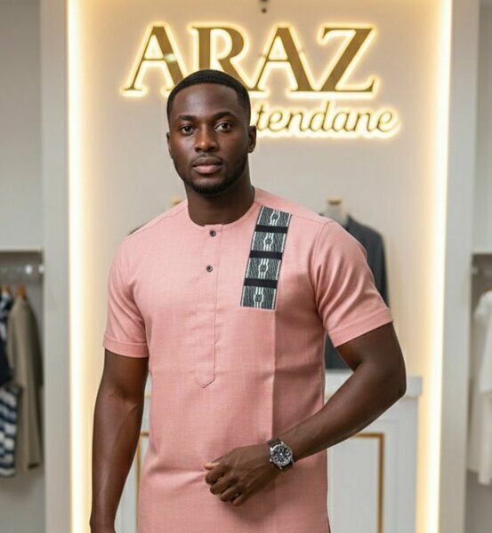 Tunique rose claire motifs tissus