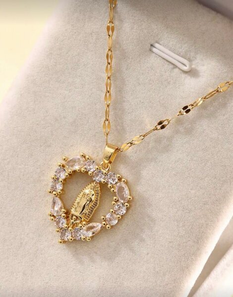 Collier Vierge Marie en Zircon