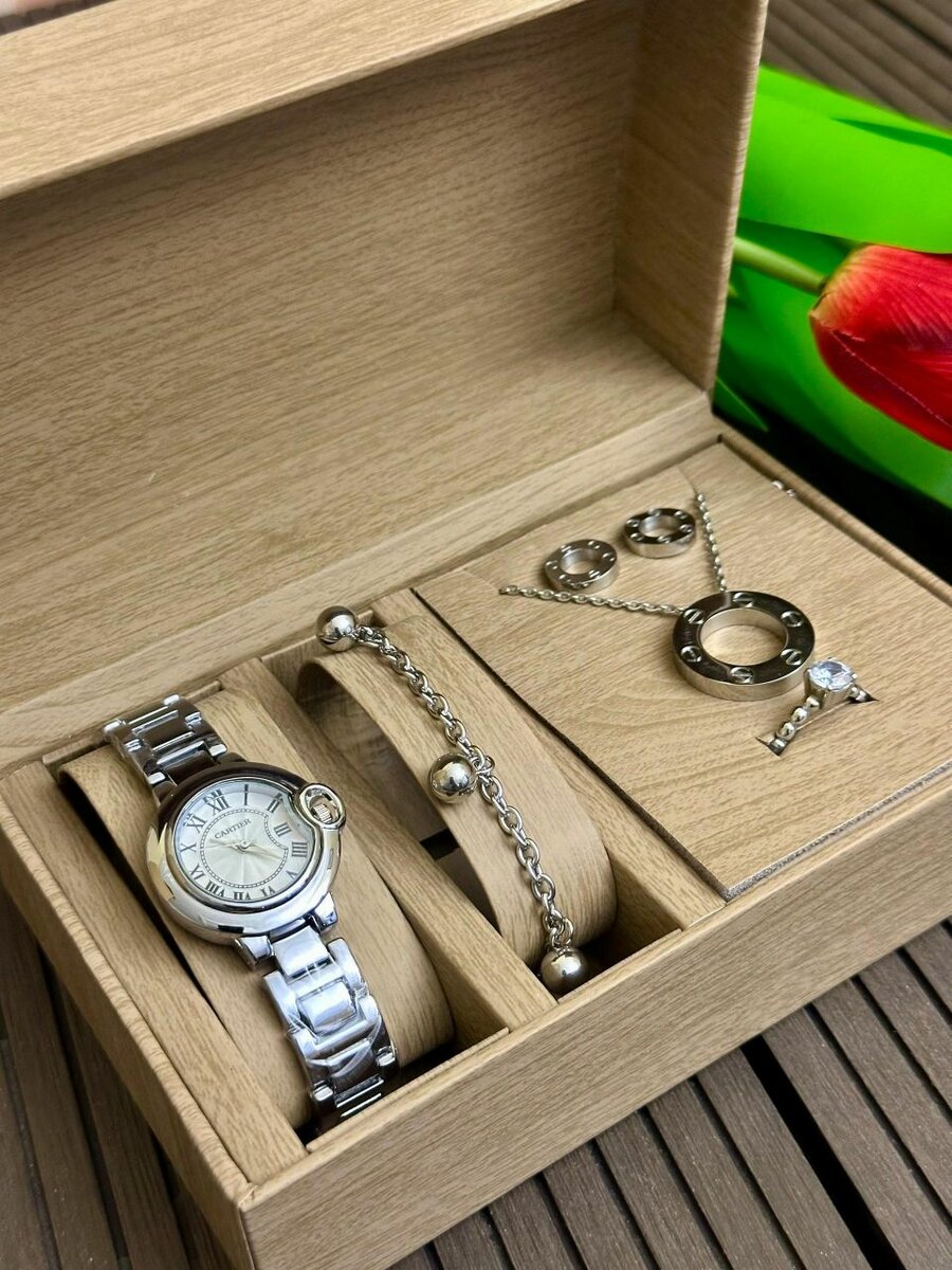 Boîte à bijoux en bois pour montre et accessoires