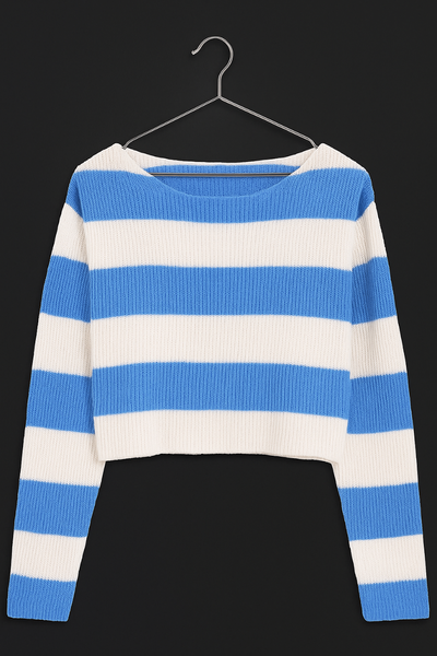 Pull rayé bleu et blanc