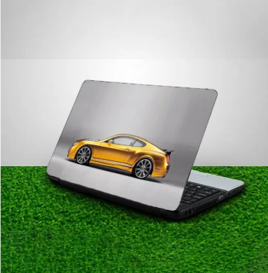 Golden Car Laptop Back Skin Sticker-Laptop Back Skin-Laptop Skin Vinyl Sticker Decal, 14.6 15 15.4 15.6 inch Laptop Skin Sticker Cover For All Laptops