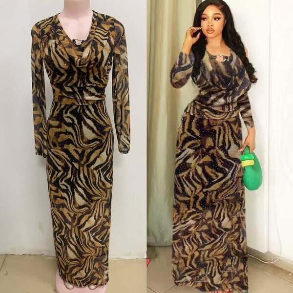 Robe longue à motif animal