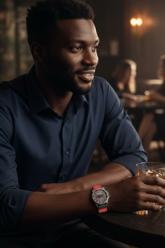 Montre Homme Curren Rouge Élégante