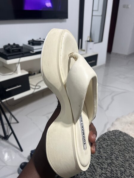 Tongs en cuir Blanc Unisexe