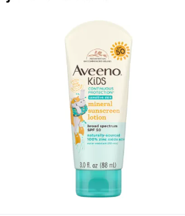 Aveeno Kids Mineral Sunscreen Lotion SPF 50+ | 88ml | Gentle Sun Protection | Hypoallergenic & Water-Resistant