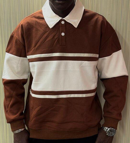 Sweat-shirt à col polo rayé