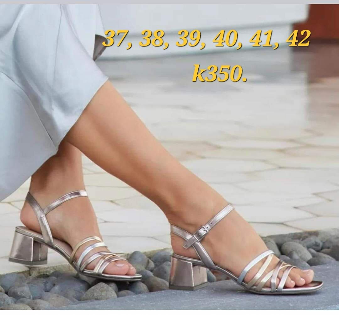 Leather silver heeled sandals
