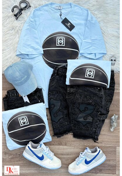 Ensemble décontracté bleu et noir