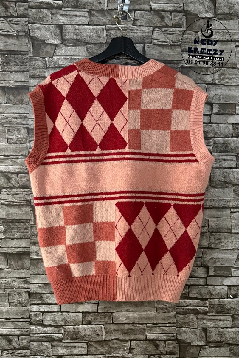 Chic Gilet en Maille Patchwork