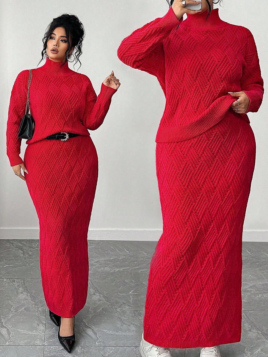 Ensemble femme en tricot rouge