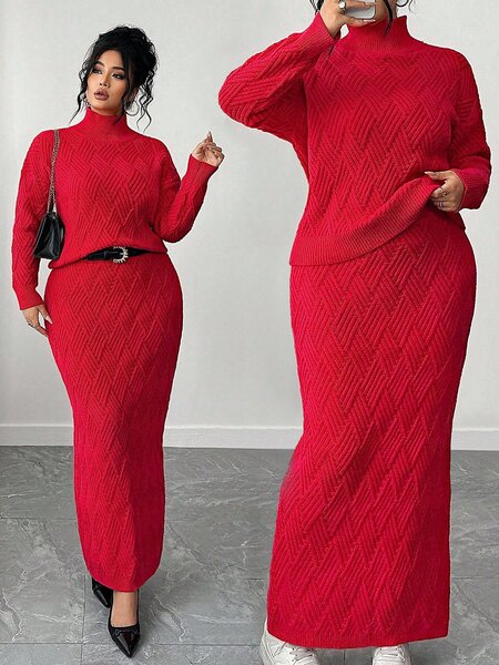Ensemble femme en tricot rouge