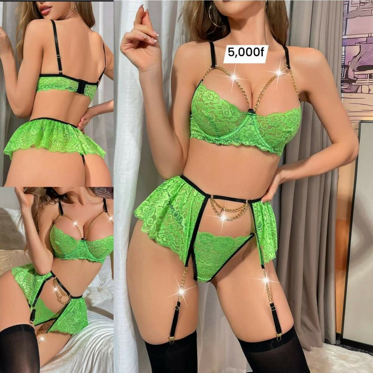 Ensemble Lingerie Vert Séduisant