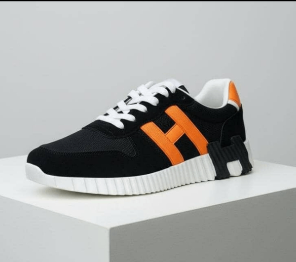 Baskets élégantes noir et orange