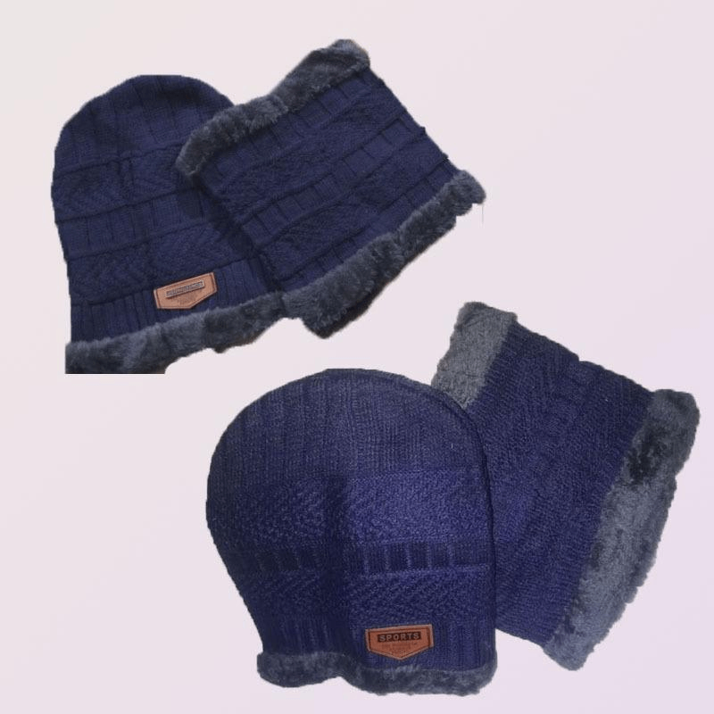 Beanie Wool Cap with Neck Warmer
