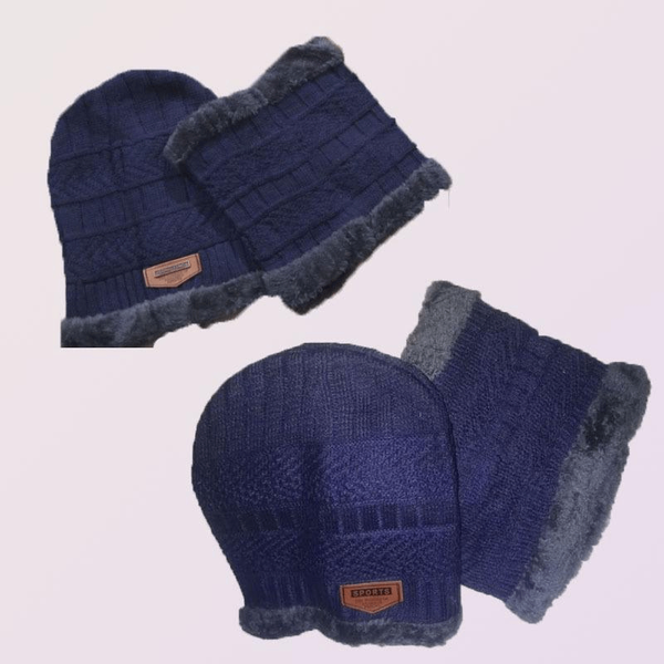 Beanie Wool Cap with Neck Warmer