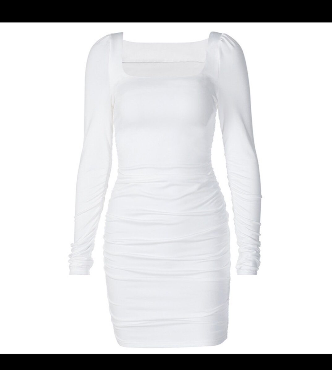 Women sexy square neck long sleeve bodycon dress
