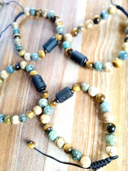 Bracelet serties de pierres œil de tigre et agate