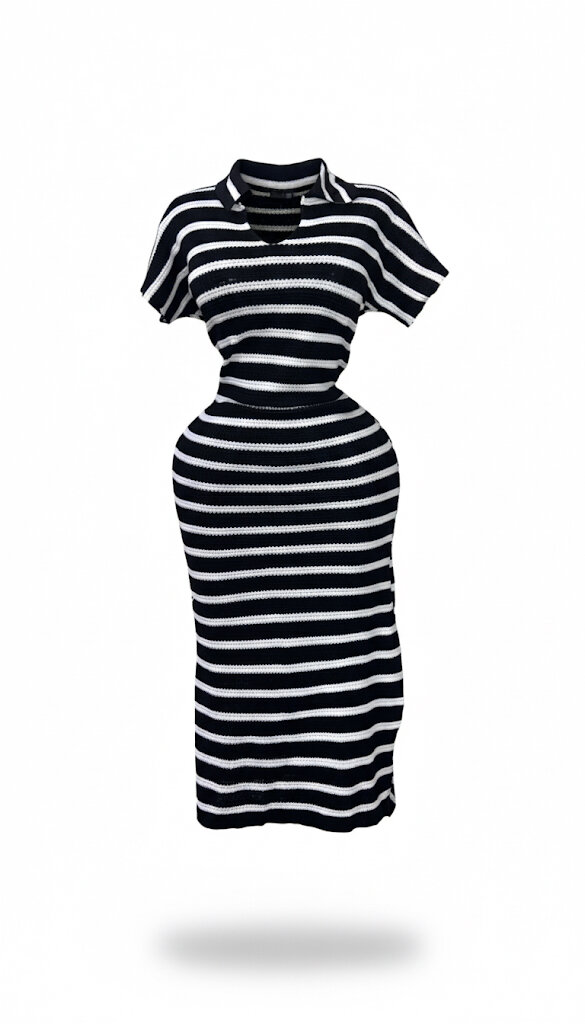 Robe rayée élégante en tricot