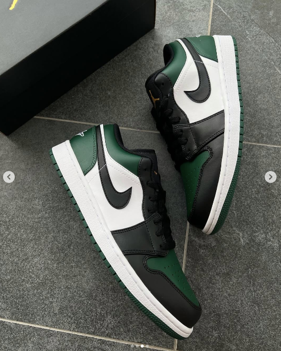 Кроссовки Air Jordan 1 low зеленый,черный,белый