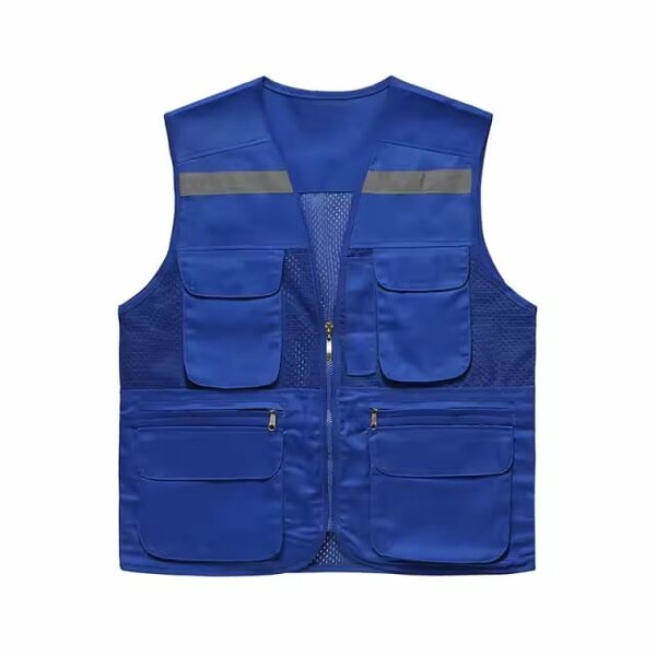 Gilet de travail multipoches bleu