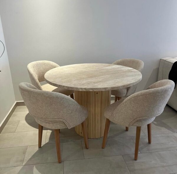 Table à manger ronde en bois avec 4 chaises