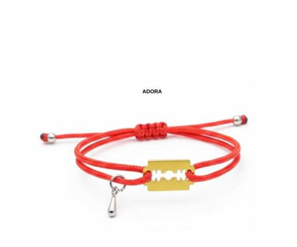 Bracelet corde rouge lame