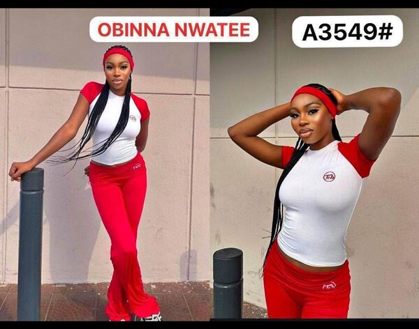 Ensemble sportif rouge et blanc femme