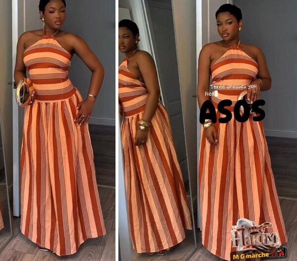 Robe longue rayée élégante