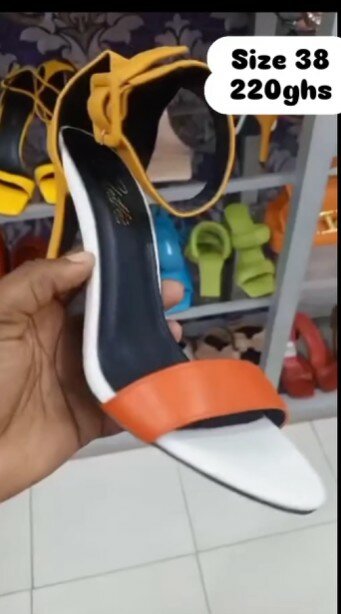 Three-color stiletto sandals