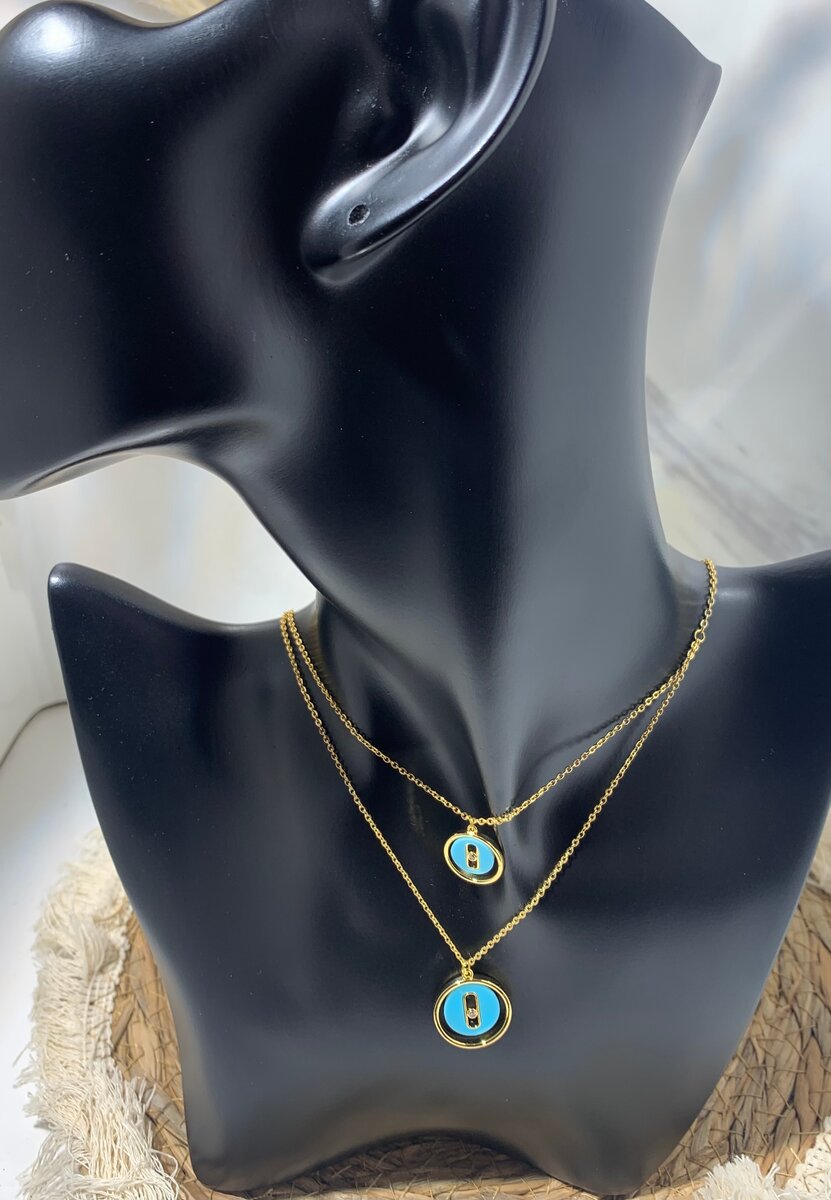 Collier double mauvais oeil doré