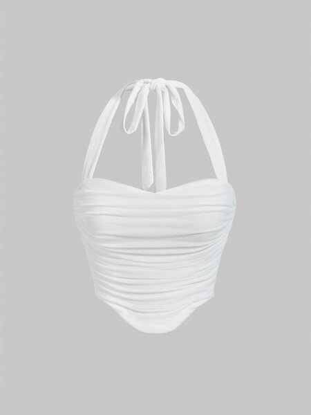 Bikini blanc drapé femme