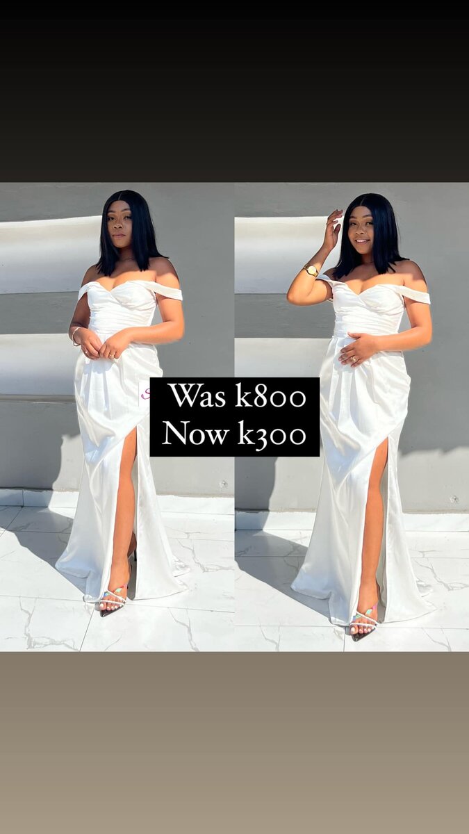 Long white off-the-shoulder dress