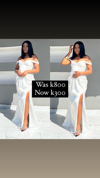 Long white off-the-shoulder dress