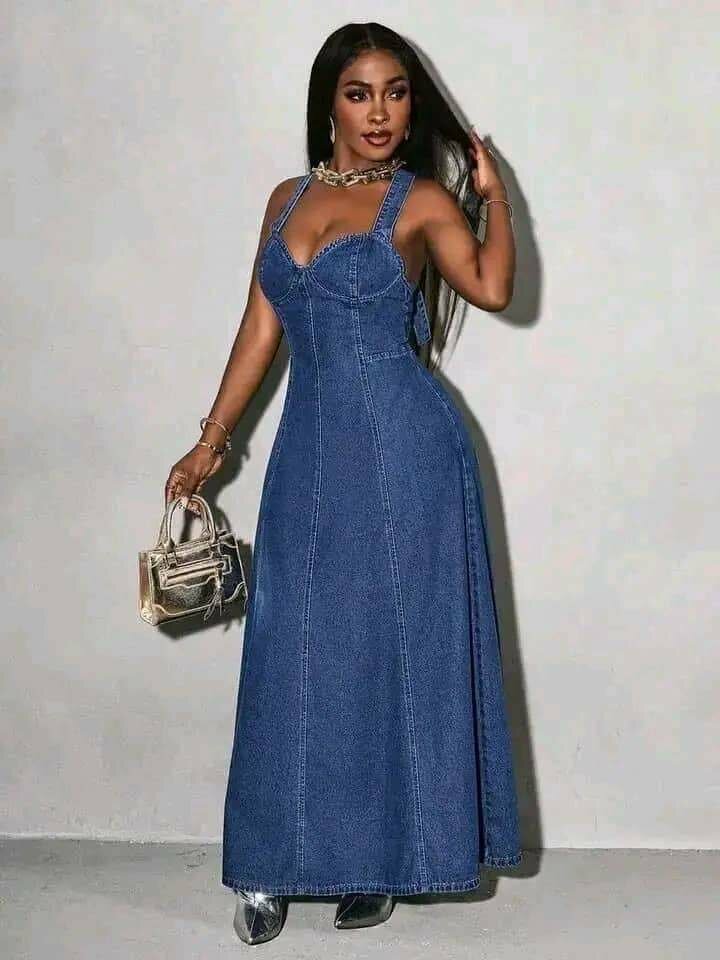 Robe longue en denim chic