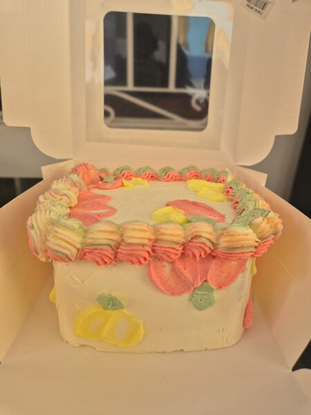 Gâteau carré avec glaçage coloré